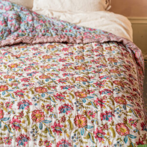 Fair trade reversible red floral quilt Wildwood Cornwall Bude