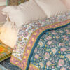 Rich floral block print reversible quilt - Image 3