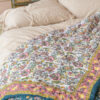 Teal and pink Floral bed spread quilt Wildwood Cornwall