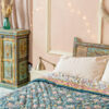 deep teal and pink floral bed spread quilt Wildwood Cornwall