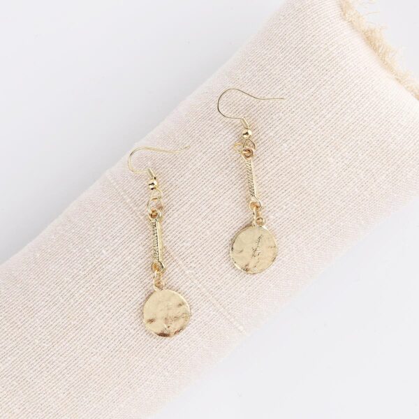 gold disc drop earrings Wildwood Cornwall