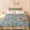 rich blues and pink floral quilt Wildwood Cornwall Bude