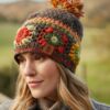 pachamama woodstock floral wool beanie bobble hat Wildwood Cornwall