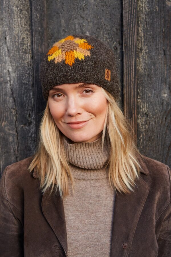 sunflower pachamama wildwood cornwall beanie fair trade