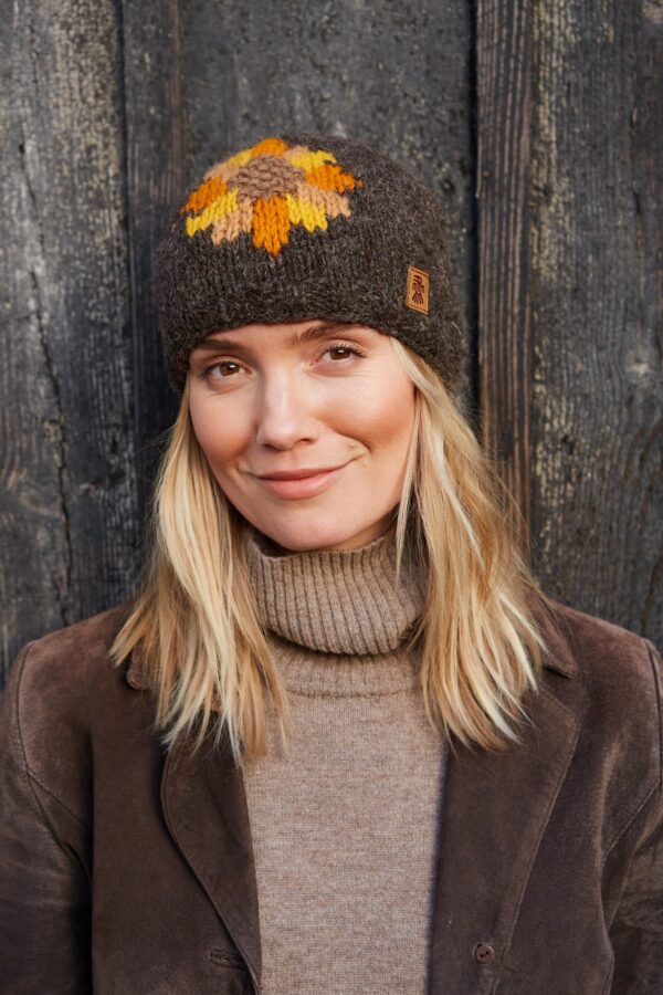 sunflower pachamama wildwood cornwall beanie fair trade