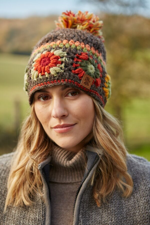 woodstock floral retro beanie pachamama