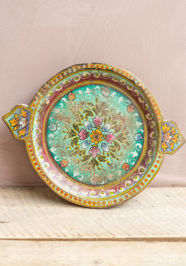 Turquoise floral parat indian bowl tray Wildwood