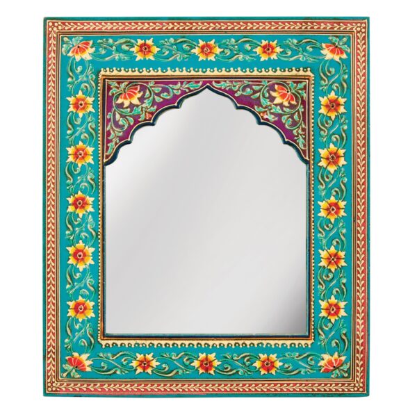 turquoise floral indian mirror Wildwood Cornwall