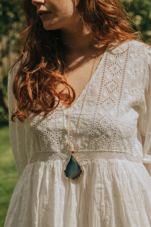 Blue agate pendant necklace Wildwood
