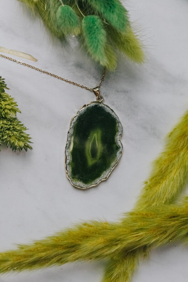 Green agate pendant necklace Wildwood Cornwall Bude
