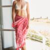 Hand printed pink sarong Pachamama Wildwood Cornwall