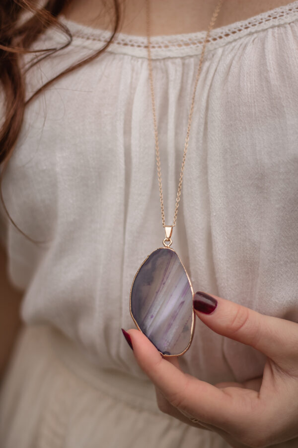 Purple agate slice necklace Wildwood Cornwall