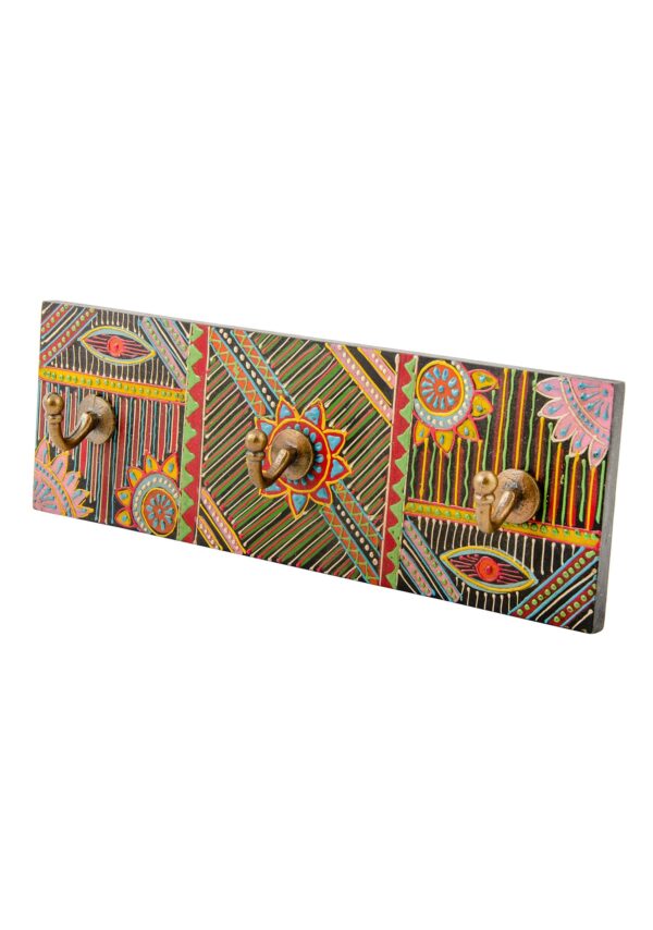 Sharifa hand painted wooden triple hook african fair trade wildwood cornwall