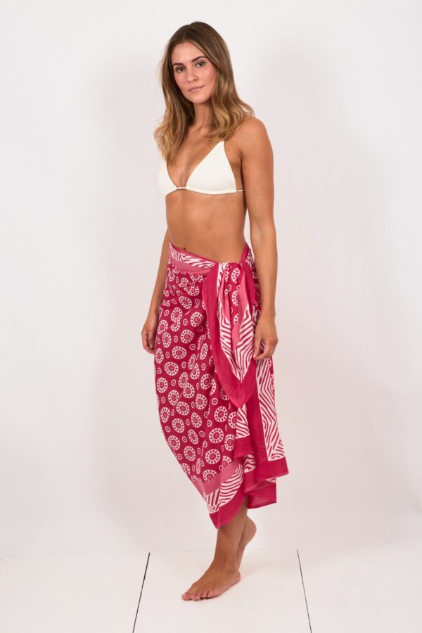 bright pink block print sarong Pachamama Wildwood cornwall