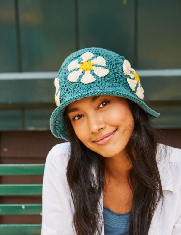 bucket hat teal daisy pachamama Wildwood Cornwall