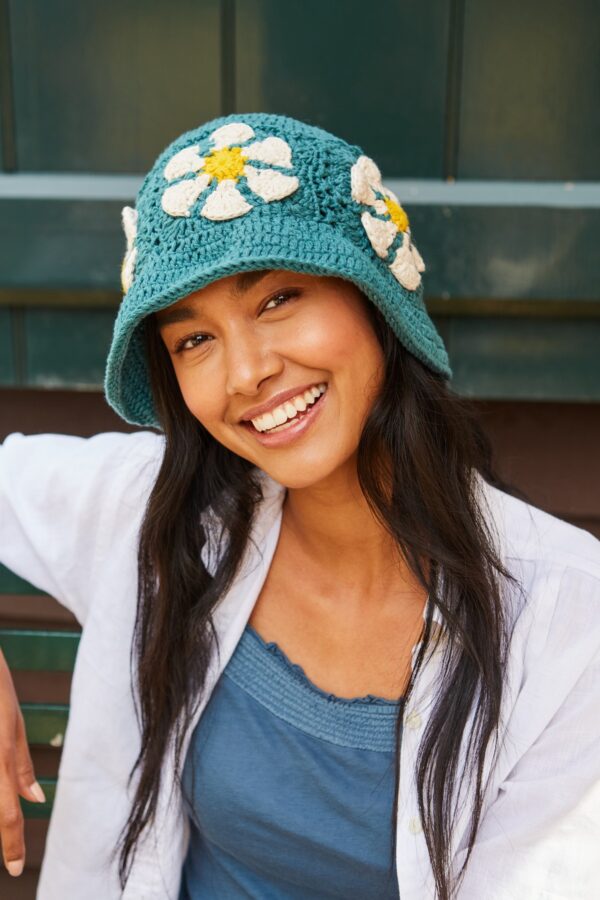 daisy teal bucket hat Wildwood Cornwall