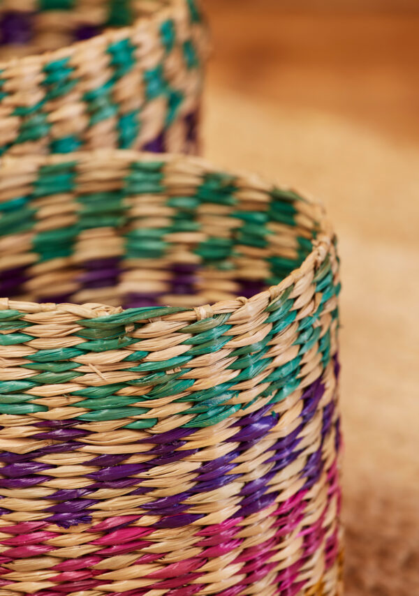 multicolour seagrass basket Wildwood Cornwall