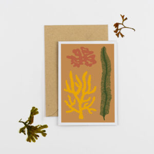 mustard yellow seaweed card by studio wald Wildwood cornwall