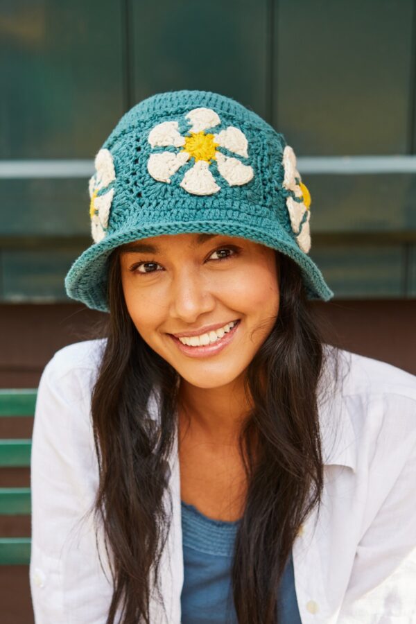 pachamama daisy bucket hat teal Wildwood Cornwall