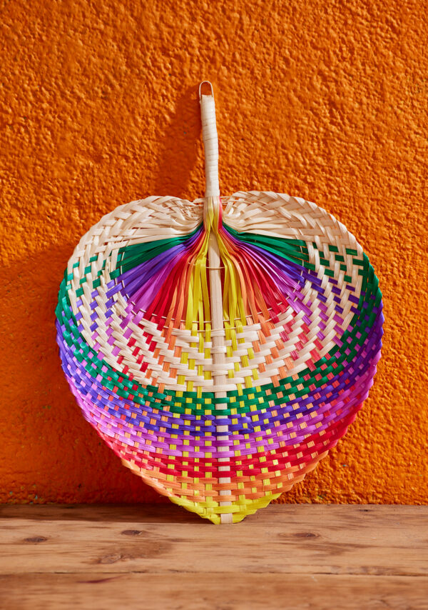 rainbow coloured bamboo fan Wildwood Cornwall interior