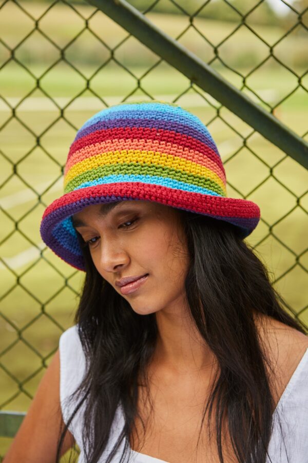 rainbow cotton bucket hat Wildwood Cornwall Bude pachamama