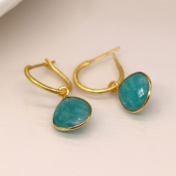 14k gold plated amazonite earrings teardrop Wildwood Cornwall