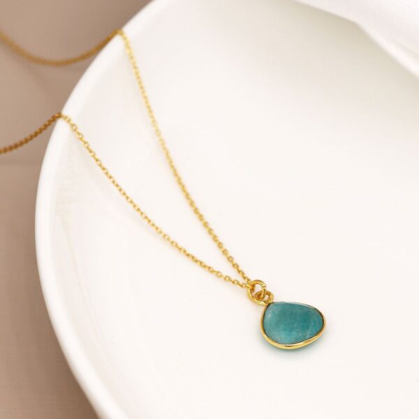 Amazonite teardrop necklace gold pendant Wildwood Cornwall