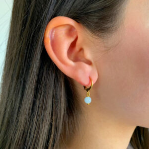 Aquamarine and gold drop earrings Wildwood Cornwall