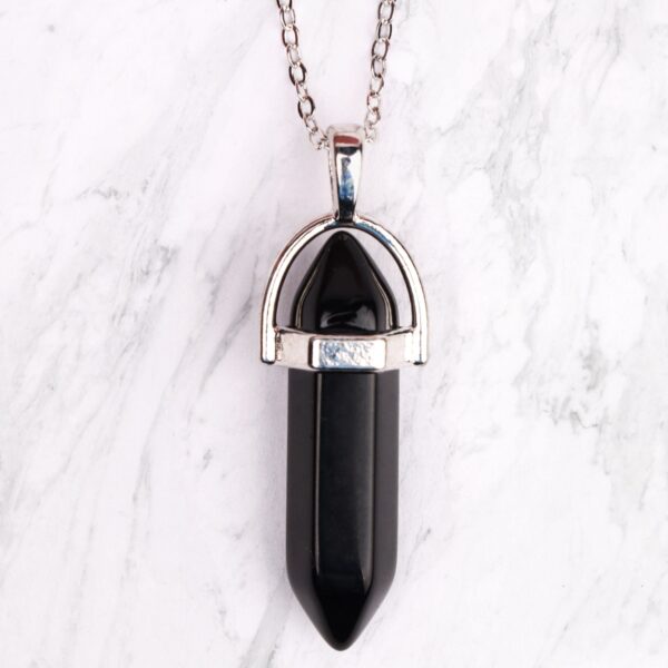 Black obsidian crystal pendant Wildwood Cornwall