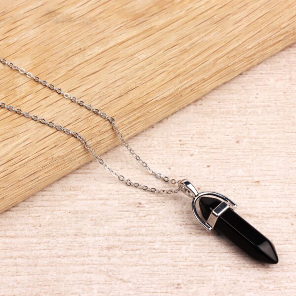 Black obsidian crystal pendant necklace Wildwood Cornwall