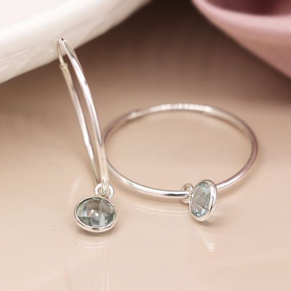 Blue topaz sterling silver hoop earrings Wildwood cornwall