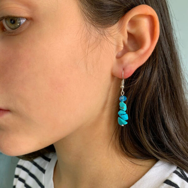 Ethical turquoise drop earrings Wildwood Cornwall