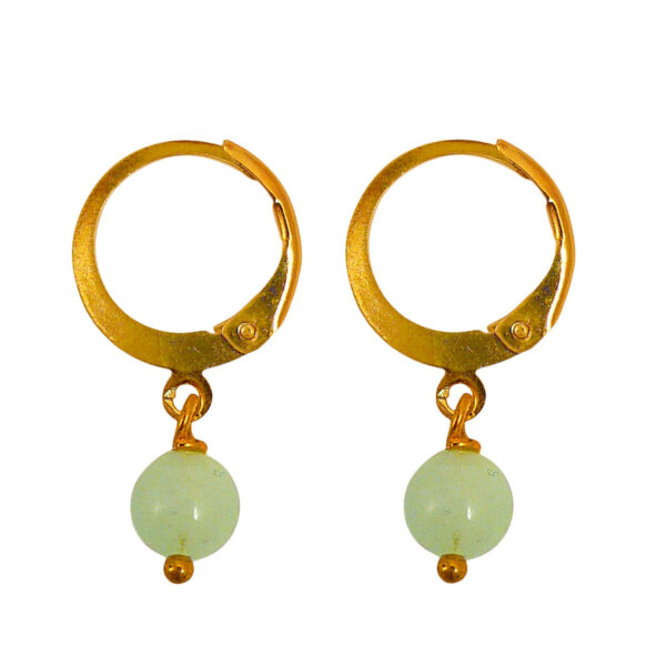 Gold and aquamarine stone drop earrings Wildwood Cornwall