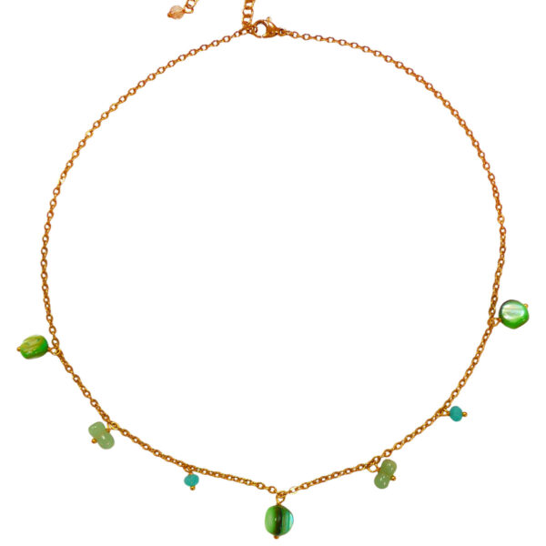 Green adventurine gold necklace lotus feet Wildwood Cornwall