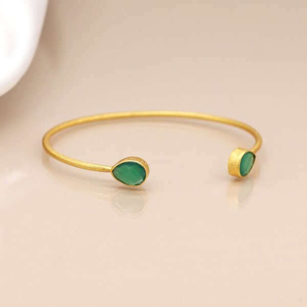 Green onyx and gold bangle Wildwood Cornwall