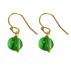 Green shell and gold drop earrings Wildwood Cornwall