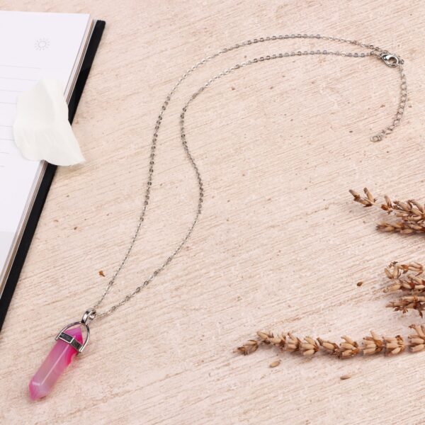 Pink agate crystal necklace cheap Wildwood Cornwall
