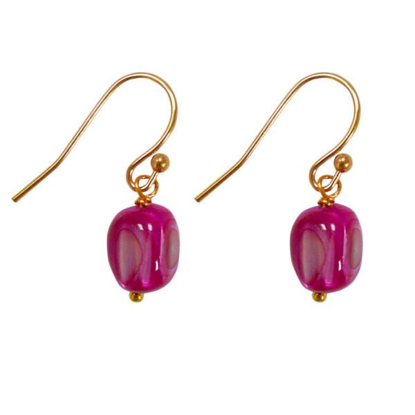 Pink and gold shell drop earrings Wildwood Cornwall