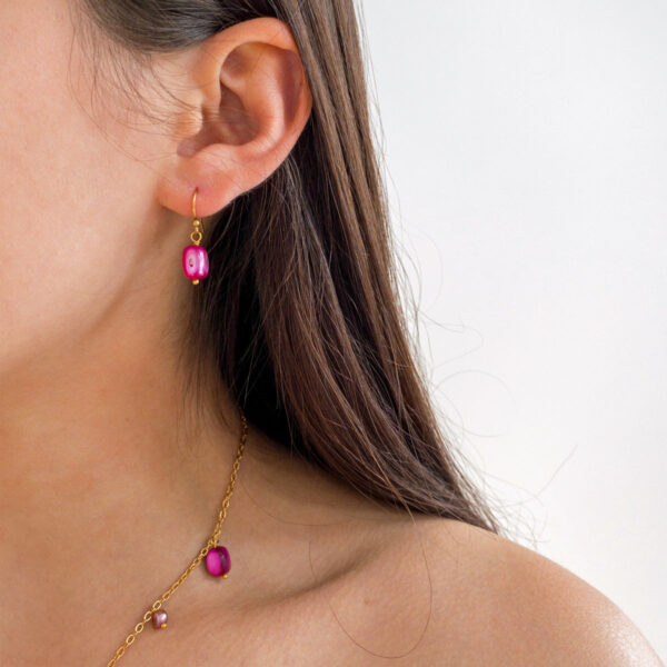 Pink shell drop earrings Wildwood Cornwall