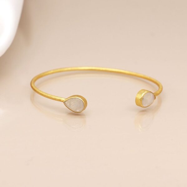 Rainbow moonstone gold bangle Wildwood cornwall