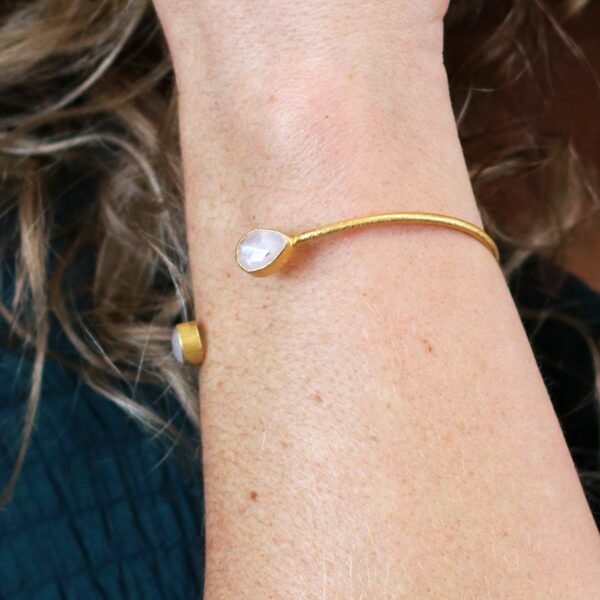 Rainbow moonstone gold plated bangle Wildwood Cornwall