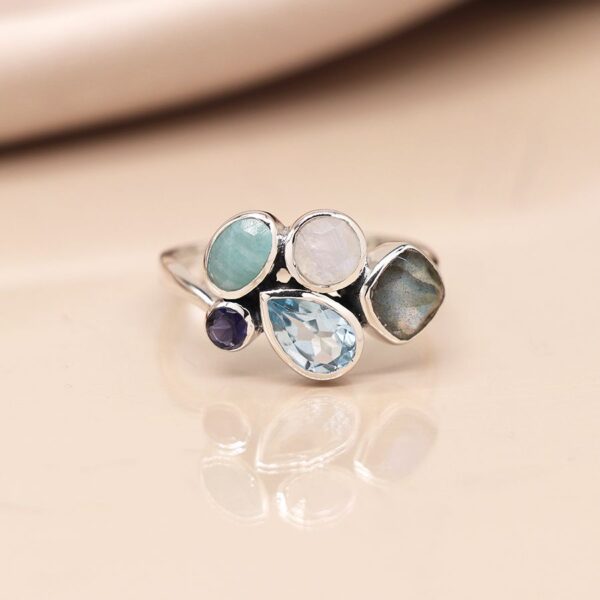 Sterling silver blue gemstone ring Wildwood Cornwall