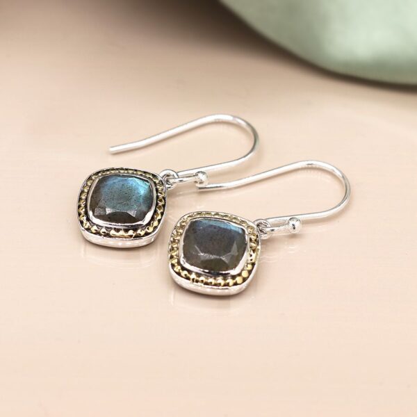 Sterling silver labradorite drop earring Wildwood Cornwall