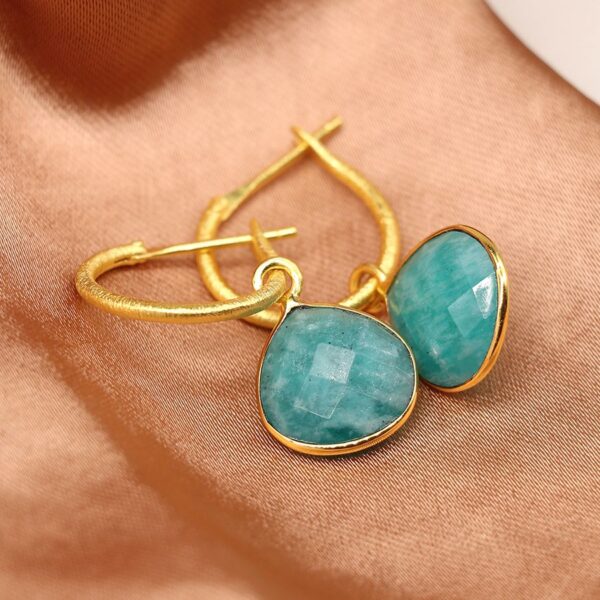 Teal amazonite and gold teardrop earrings Wildwood