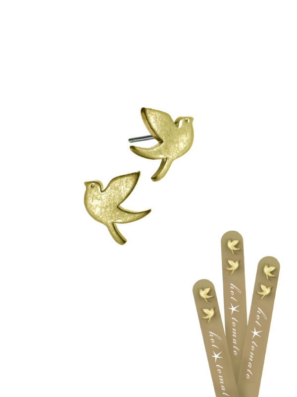 gold bird stud earrings Wildwood Cornwall