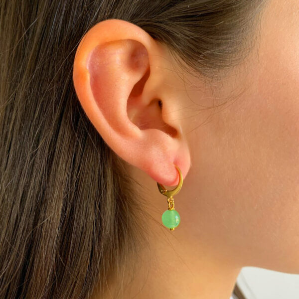 green adventurine stone drop earrings Wildwood Cornwall