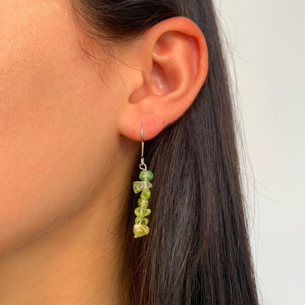 green glass bead drop earrings long Wildwood Cornwall