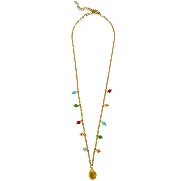 jade howlite adventurine glass beads gold necklace Wildwood Cornwall