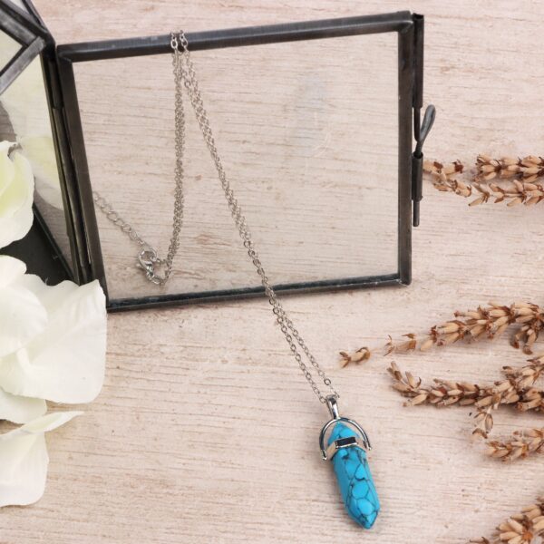 silver plated turquoise crystal pendant necklace Wildwood Cornwall