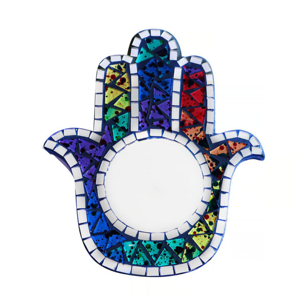 Hamsa multicoloured mosaic mirror Wildwood Cornwall